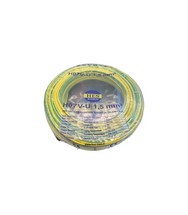 Hes Nya Kablo 1,5 mm² Sarıyeşil ( H07v-U )