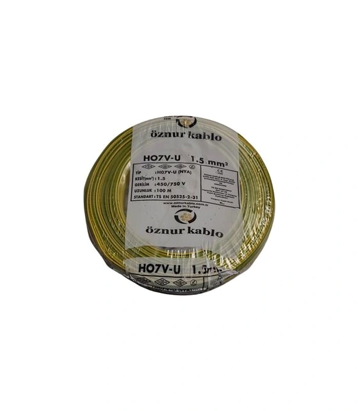 Öznur NYA Kablo 1,5 mm² Sarıyeşil ( H07V-U )