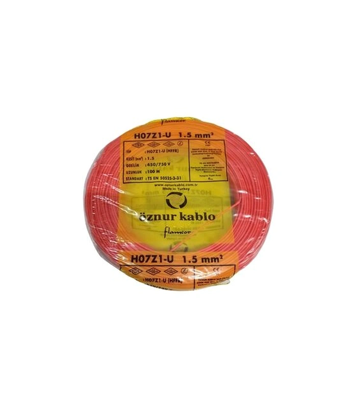 Öznur Nya Kablo 1,5 mm² Kırmızı ( H07Z1-U ) Halojen Free