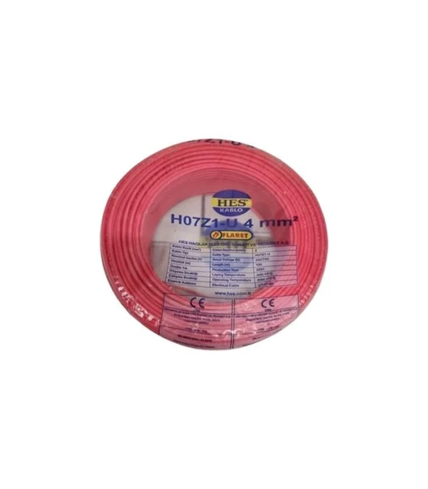 Hes Nya Kablo 4 Mm Kırmızı (H07z1-U) Halojen Free