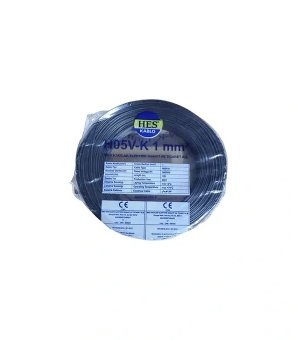 Hes Nyaf Kablo 1 mm² Siyah ( H05v-K )