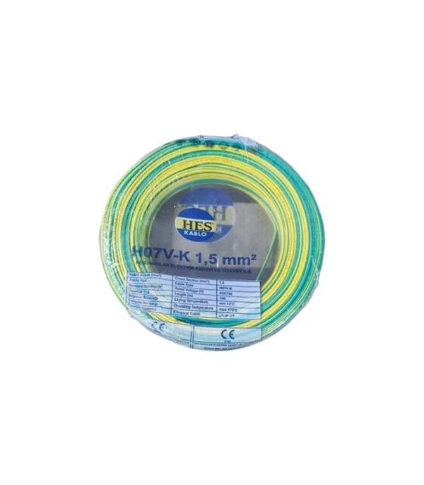 Hes Nyaf Kablo 1,5 mm² Sarıyeşil ( H07v-K )