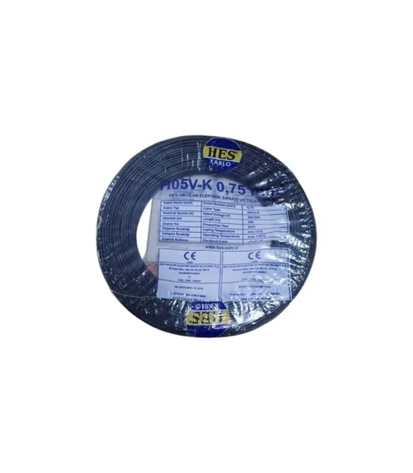 Hes Nyaf Kablo 0,75 mm² Siyah (H05V-K)