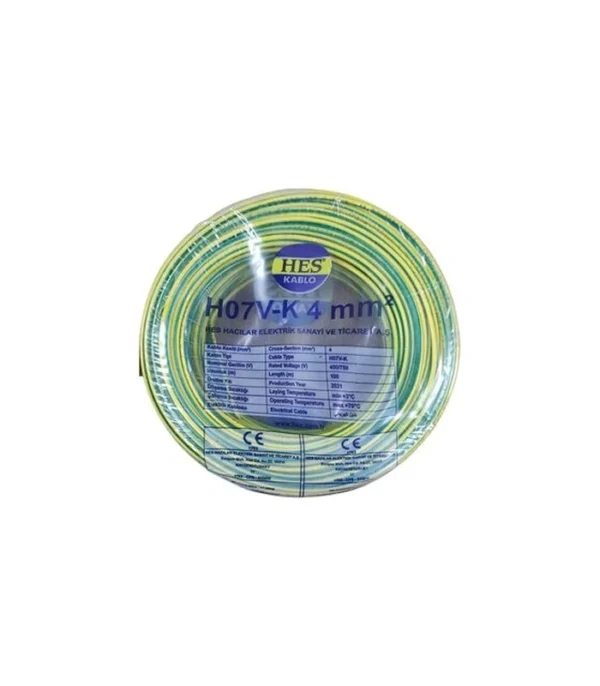 Hes Nyaf Kablo 4 mm² Sarıyeşil ( H07v-K )