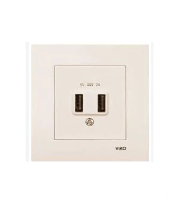 Viko Karre/Meridian Krem USB Şarj Prizi 5V-2A (Çerçeve Hariç)