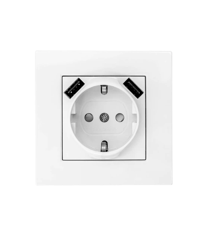 Karre 2 USB’li Topraklı Priz Çocuk Korumalı 5V-2A (Çerçeve Dahil) 90961082