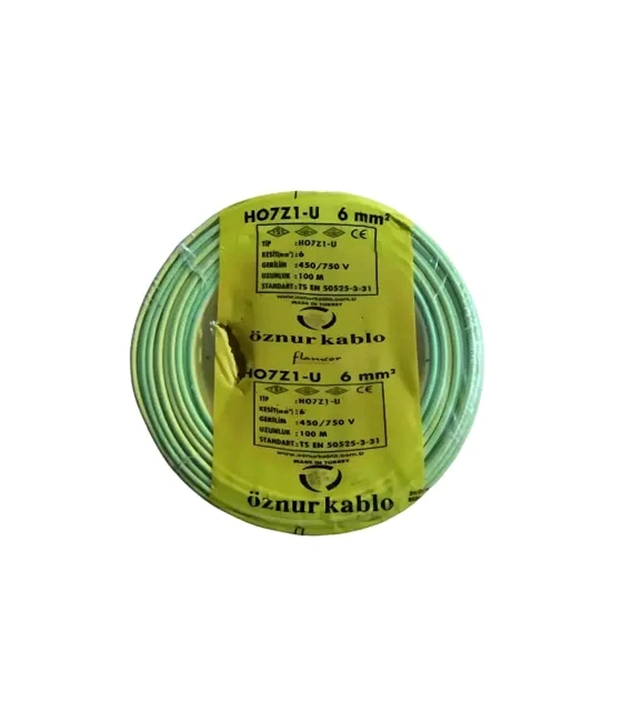 Öznur Nya Kablo 6 Mm² Sarıyeşil ( H07z1-U ) Halojen Free
